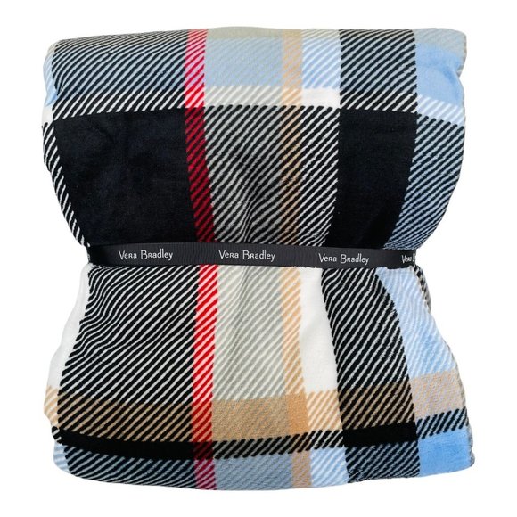 Vera Bradley Perfectly Plaid Oversized Plush Throw Blanket 94” x 66” - Picture 5 of 7